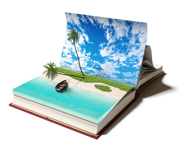 Book with a tropical island — Stock Photo, Image