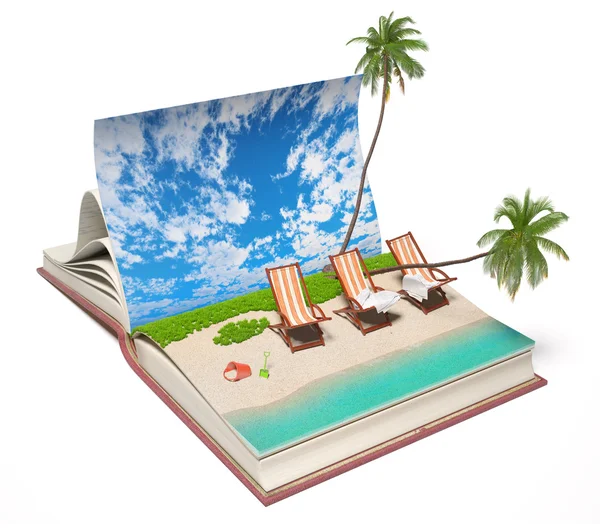 Book with a tropical beach — Stock Photo, Image