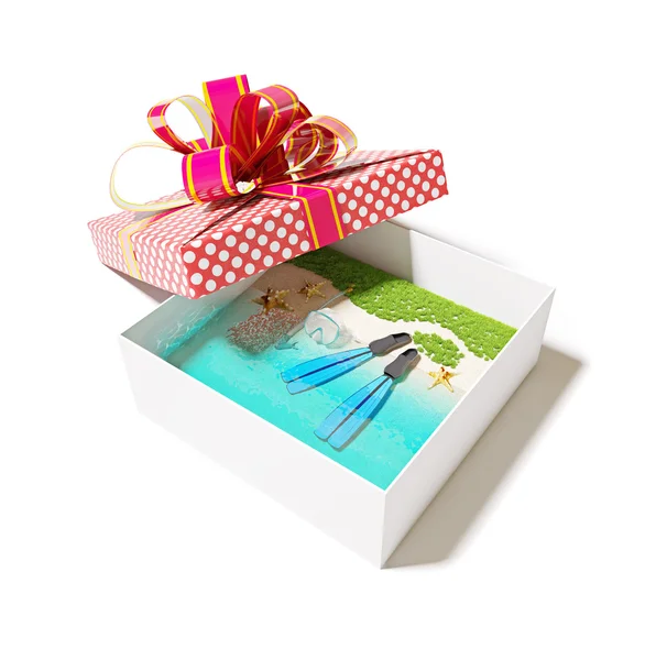 Playa en la caja de regalo — Foto de Stock