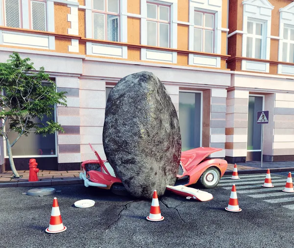 Meteorito destruir carro estacionado — Fotografia de Stock