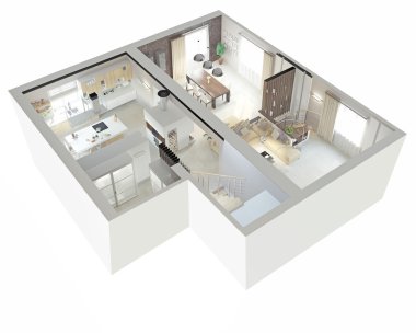 bir apartman planı görünümü