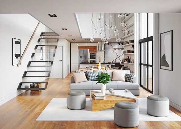 Moderne Wohnraumgestaltung Konzeptillustration — Stockfoto