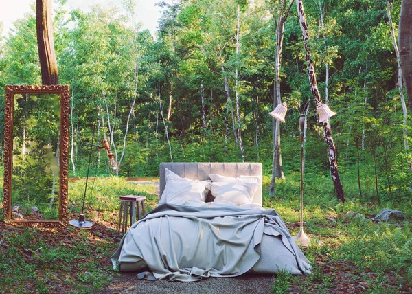 Cama Floresta Ilustração Criativa — Fotografia de Stock