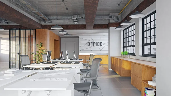 Modernes Raumkonzept Für Büros Rendering Idee — Stockfoto