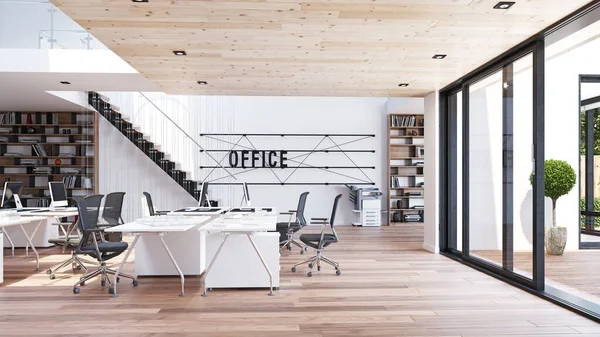 Modern Office Interior Design Concept Rendering Idea — Stock Photo, Image