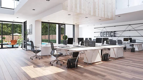 Concepto Moderno Diseño Interiores Oficina Idea Renderizado — Foto de Stock