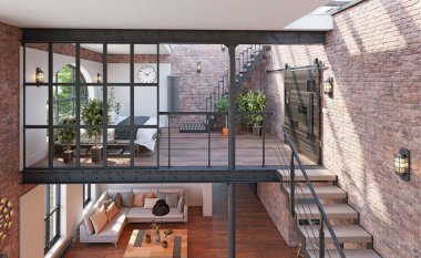 Modern yaşam alanları. 3d tasarım kavramı