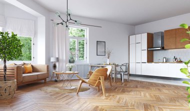 modern yaşam iç. 3D render konsept tasarımı