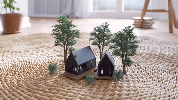 Pequeñas Acogedoras Casas Habitación Idea Concepto — Foto de Stock
