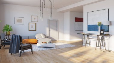 modern yaşam iç. 3D render konsept tasarımı