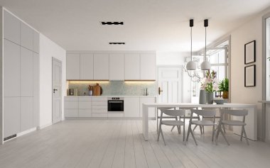 Modern mutfak iç mimarisi, 3D tasarım konsepti