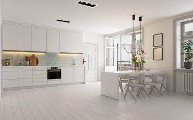 Modern mutfak iç mimarisi, 3D tasarım konsepti