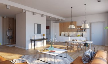 modern mutfak iç. 3d render tasarımı