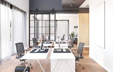 modern ofis iç tasarımı 3D tasarım oluşturma