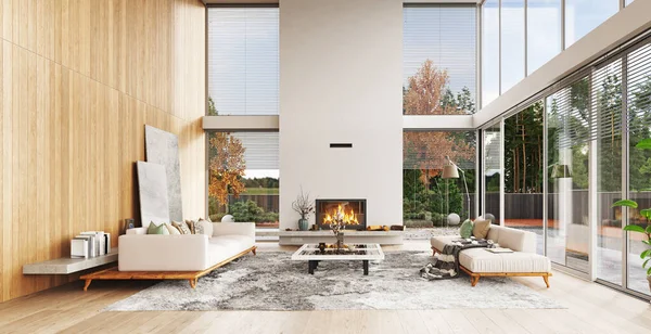 Modern Living Interior Illustration Design Concept — Stock Photo, Image