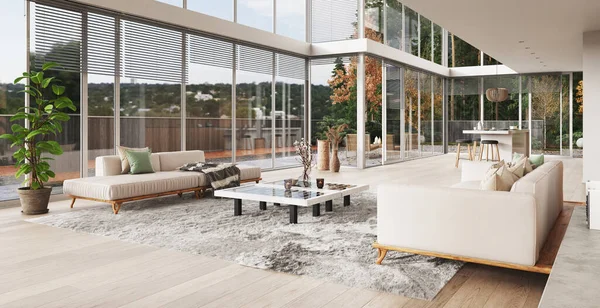 Modern Living Interior Illustration Design Concept — Stock Photo, Image