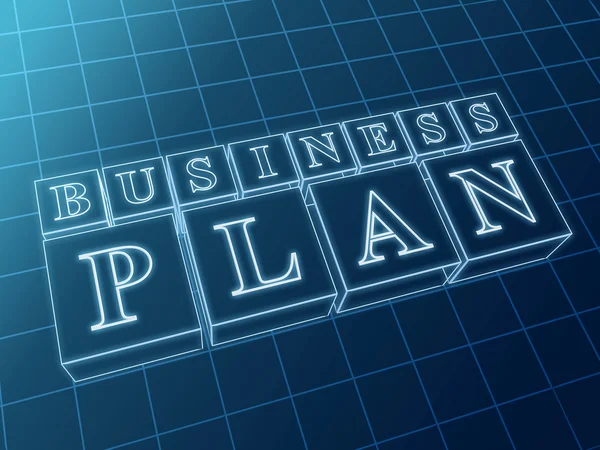 Business plan in blue boxes — Stock Photo, Image