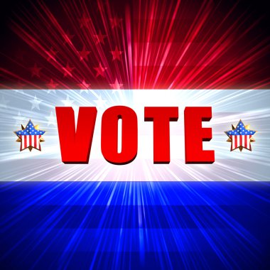 Vote with shining american flag and stars clipart