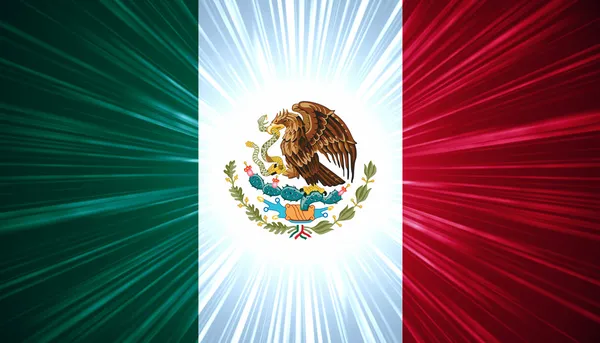 Drapeau mexicain avec rayons lumineux — Photo