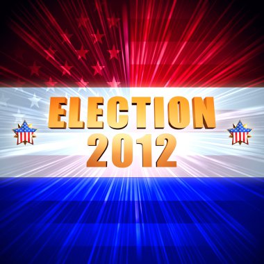 Election and year 2012 with shining american flag and stars