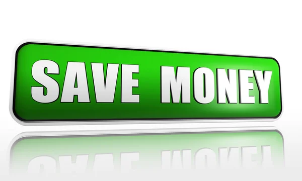 Save money in green banner — Stockfoto