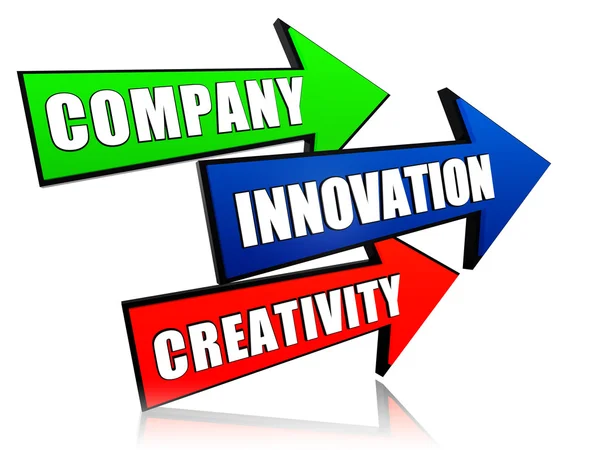Företag, innovation och kreativitet i pilar — Stockfoto