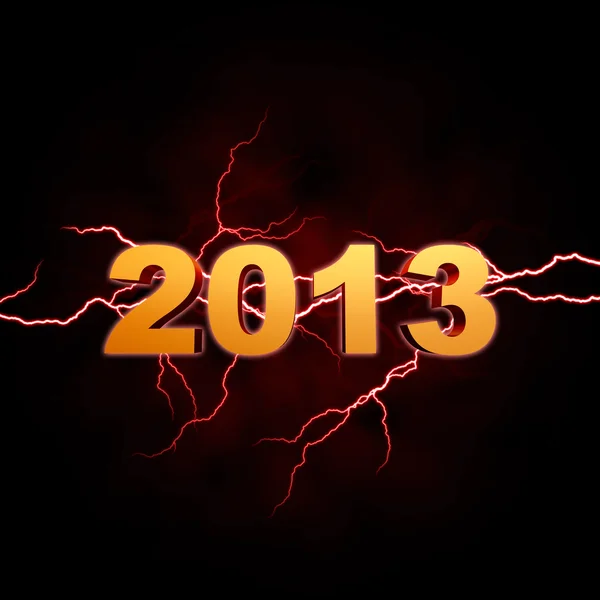 Golden year 2013 with lightning — Stock Photo, Image