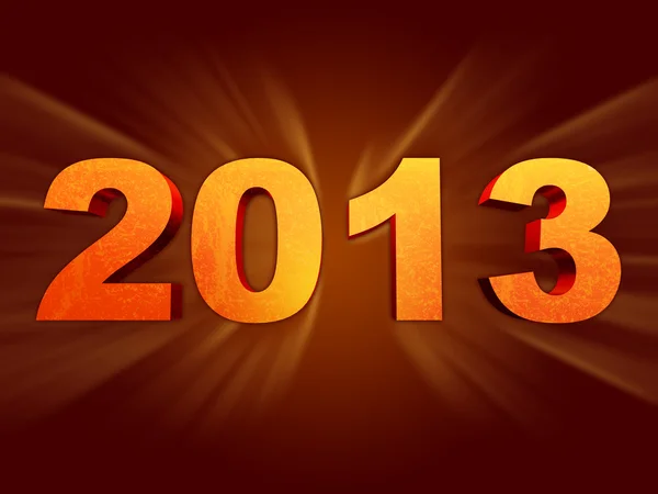 Golden year 2013 with rays — Stock Photo, Image