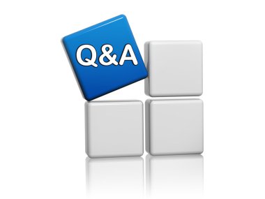 q&a işaretli kutulara mavi küp