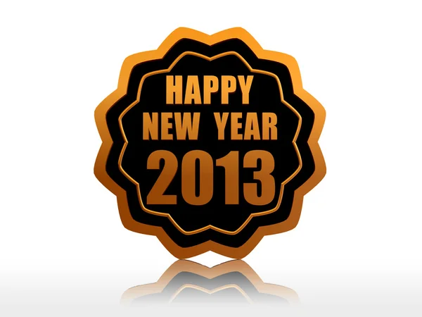 Happy new year 2013 in starlike label — Stock Photo, Image