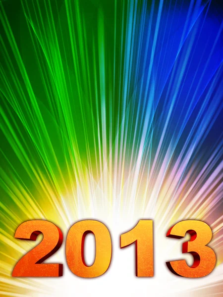 Golden year 2013 with rainbow rays — Stock Photo, Image