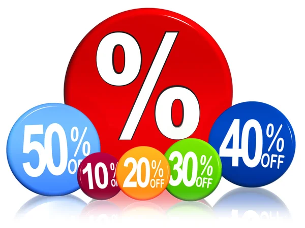 Different percentages in color circles — Stock Photo, Image