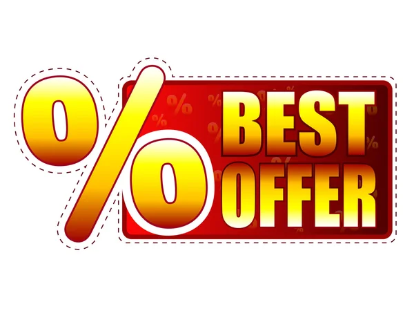 Best offer label with percentage symbol — Stock Photo, Image