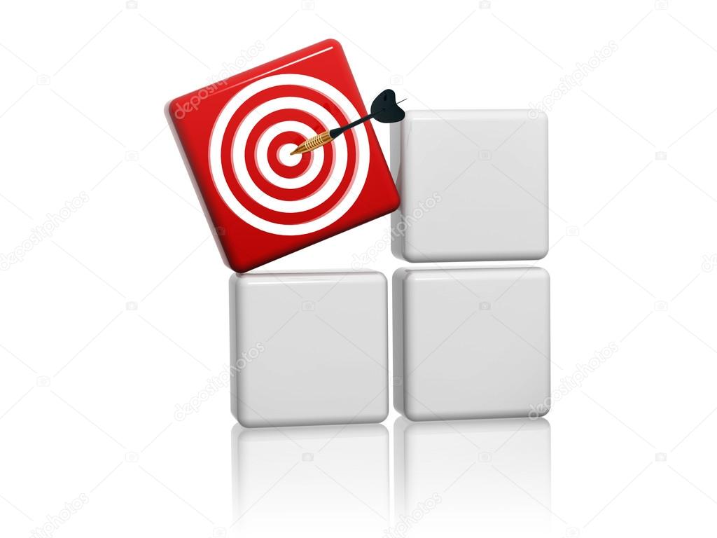 Red target sign with arrow on boxes