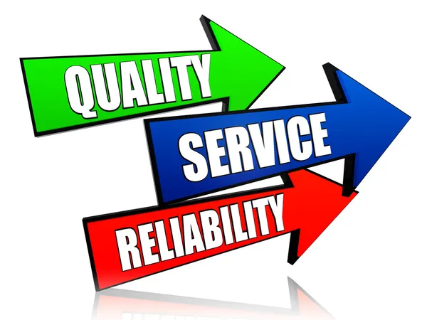 Quality, service, reliability in arrows — Stock Photo, Image