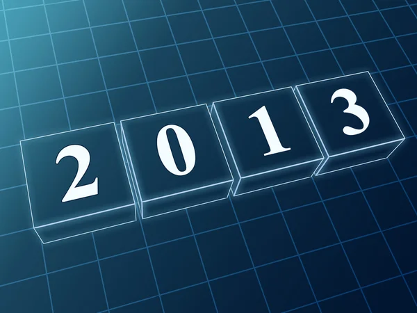 Year 2013 in blue glass blocks — Stock Photo, Image