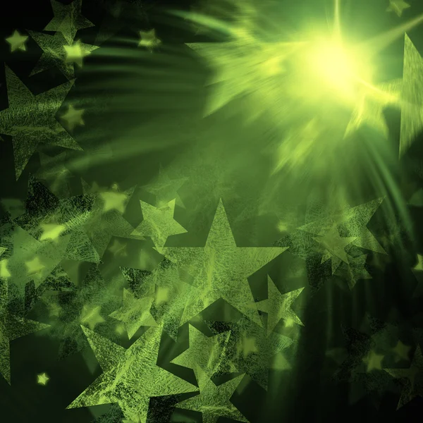 Groene sterren met verlichting — Stockfoto