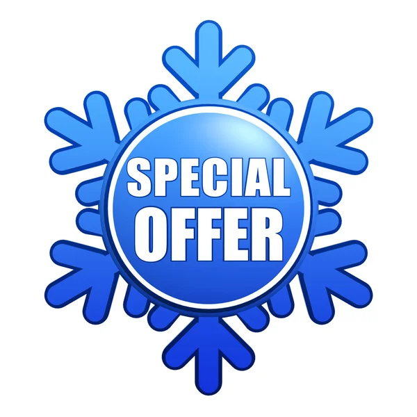 Special winter offer snowflake label — Stock Photo, Image