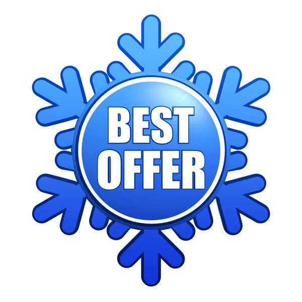 Best winter offer snowflake label — Stock Photo, Image