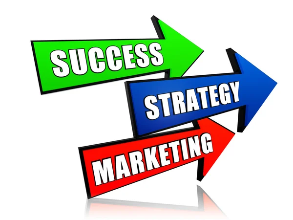 Success, strategy and marketing in arrows — Stock Photo, Image