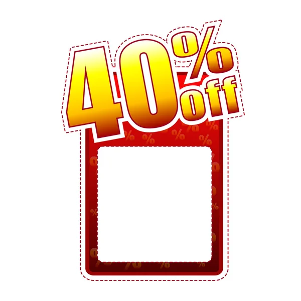 Forty percentage off label with text space — Stock Photo, Image