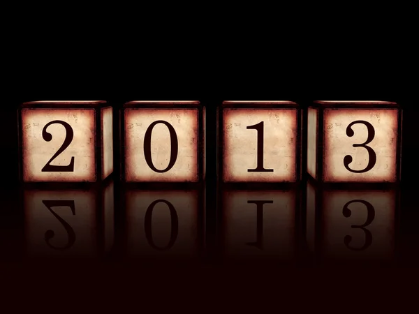 Black banner year 2013 in 3d wooden cubes — Stock Photo, Image