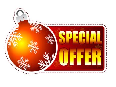 Noel top ve kar taneleri ile özel indirim etiketi