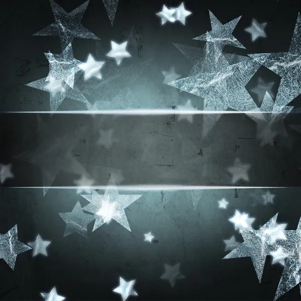 Silver stars over dark grey christmas background with text space — Stock Photo, Image