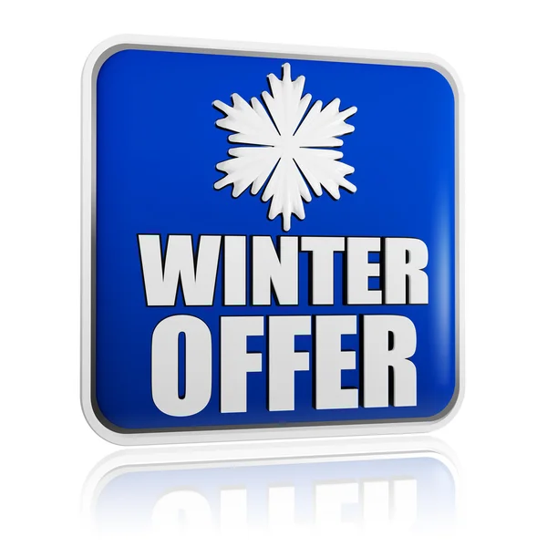 Offerta invernale banner blu con simbolo fiocco di neve — Foto Stock