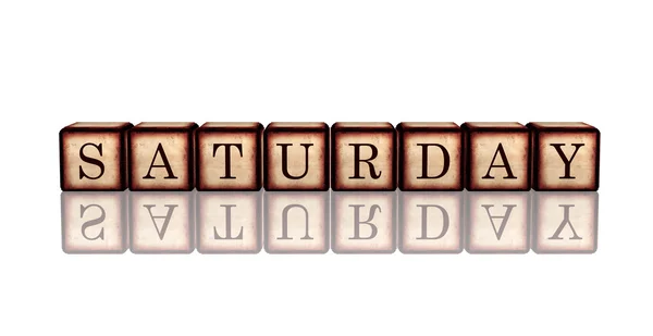 Saturday in 3d wooden cubes banner — Stock Photo, Image