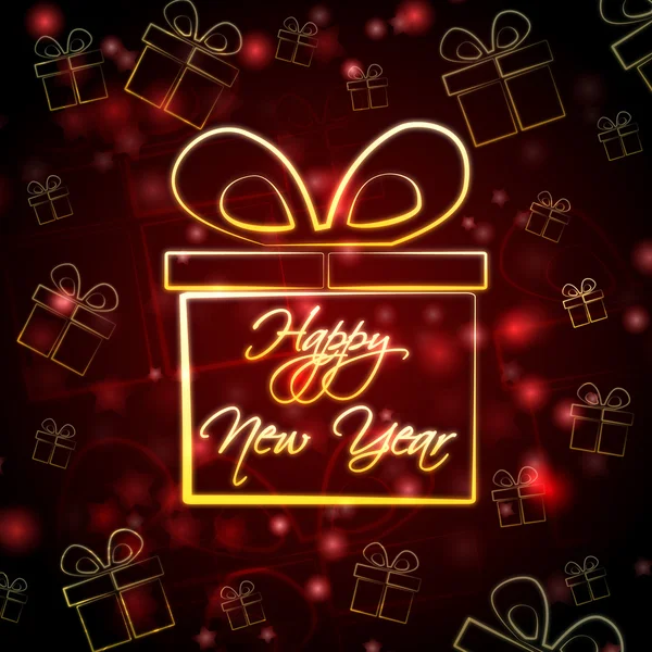 Happy New Year in present box — Stock Photo, Image