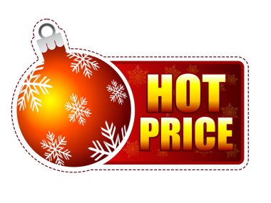 Hot fiyat etiketi ile Noel top ve kar taneleri