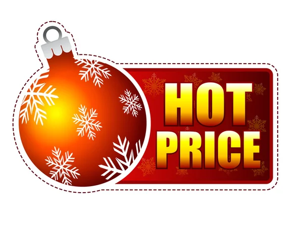 Hot price label with christmas ball and snowflakes — Stock Photo, Image