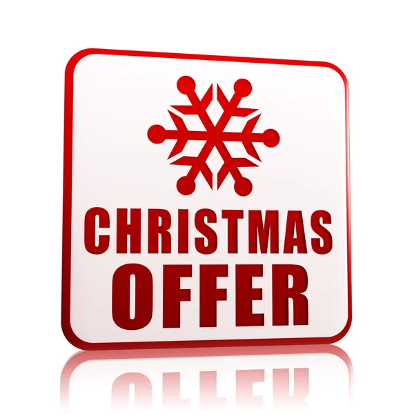 Christmas offer white banner with snowflake symbol — Stock Photo, Image